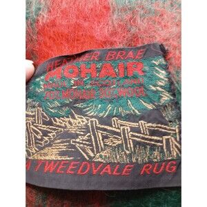 Vintage Heather Brae Mohair Scotland Throw Blanket Red Green Christmas Wool